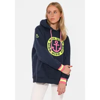 Zwilling Zwillingsherz Hoodie, mit Aufschrift Moin und Anker in Neonfarben Zwillingsherz marine