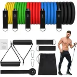 JATEKA Fitnessbänder 5er Set, Sports Resistance Fitness Bands 5 Widerstandsstufen, Widerstandsbänder mit Türanker, Griffe, Knöchelriemen, Tragbarer für Muskelaufbau und Pilates Männer Frauen