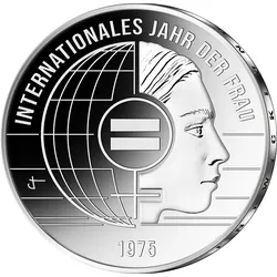 Deutschlands 20-Euro-Silber-Gedenkmünze "50 Jahre Internationales Jahr der Frau" – Stempelglanz