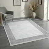 Sehrazat Teppich SEHRAZAT "Venus 7798", weiß (grau), B:200cm H:11mm L:300cm, Obermaterial: 60% Polyester, 40% Polypropylen, Teppiche, Teppich, Kurzflor, Orient Vintage Optik, mit Fransen, Wohnzimmer