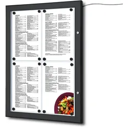 SHOWDOWN Displays Showdown MenüKasten Outdoor LED - 4x DIN A4 - Aluminium / Stahl - Schwarz