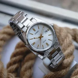 Casio Collection MTP-1302D-7A2VDF Herrenuhr - Gold/Weiß/Silber