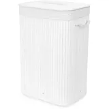 Compactor RAN9108 Faltbarer Wäschekorb, Bambus-Serie, Bambus und Polycotton, weiß