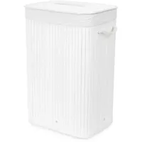 Compactor RAN9108 Faltbarer Wäschekorb, Bambus-Serie, Bambus und Polycotton, weiß