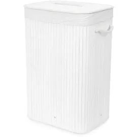 Compactor RAN9108 Faltbarer Wäschekorb, Bambus-Serie, Bambus und Polycotton, weiß