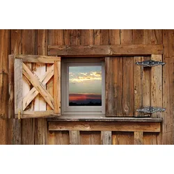 Fototapete PAPERMOON "Scheunenfenster", bunt, B:4,0m L:2,6m, Vlies, Tapeten