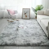 Teppich Rund Flauschig Rutschfest 120 x 80 cm (Quadratisch) Weiß Grau