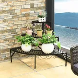 Costway 3-stufiger Metall Pflanzenstaender, Multifunktionales Pflanzenregal Ausstellungsregal Für Drinnen & Draussen, Pflanzregal Blumenregal Für Terrasse Garten Balkon