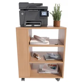 matkam Druckertisch Holzwerkstoff 60x74x40 cm Erle mit Rollen
