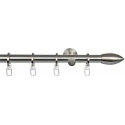 Gardinenstange GARESA "CARTOUCHE", silber (edelstahlfarben), L:200cm, Metall, Gardinenstangen, Vorhanggarnitur, verlängerbar, Wandmontage, edelstahl optik
