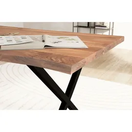 FineBuy Schreibtisch Akazie massiv / Braun
