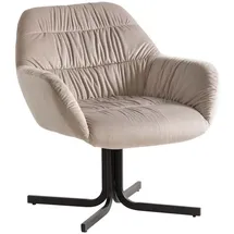 FineBuy Clubsessel Samt Beige, Metall Cocktailsessel Schalenstuhl