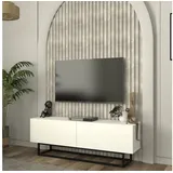 [en.casa] Nolven TV-Lowboard 135 x 46,5 x 31,5 cm Weiß Metall/Spanplatte