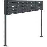 AL Briefkastensysteme 16er Premium Standbriefkasten Anthrazit inkl. Zeitungsfach