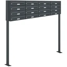 AL Briefkastensysteme 16er Premium Standbriefkasten Anthrazit inkl. Zeitungsfach