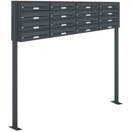 AL Briefkastensysteme 16er Premium Standbriefkasten Anthrazit inkl. Zeitungsfach