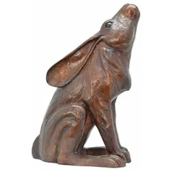 Casa Padrino Bronze Deko Skulptur Hase Braun H. 42 cm - Bronze Garten Figur