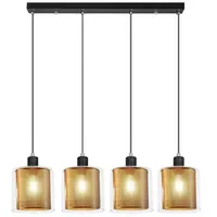 Nettlife Pendelleuchte Pendelleuchte mit Goldkäfigen und Glasschirmen, HÖHENVERSTELLBAR, LED wechselbar, Verstellbare, Esszimmer Arbeitszimmer goldfarben 165.2 cm