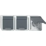 Gira SCHUKO-Dreifachsteckdose 16A 250V waagrecht, grau (0789 30)