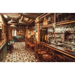 Fototapete PAPERMOON "RETRO PUB-BAR BISTRO RESTAURANT VINTAGE DEKORATION XXL", bunt, B:4,00m L:2,60m, Vlies, Tapeten