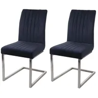 Mendler 2er-Set Freischwinger HWC-L14, Besucherstuhl Konferenzstuhl Stuhl, Samt Edelstahl