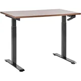 Beliani Höhenverstellbarer Schreibtisch Braun & Schwarz Melamin 120x72cm Manuell Höhenverstellbar Rechteckig mit Kurbel Metallgestell Büro Steh-Sitz-Tisch Stehtisch - Dunkelbraun/Schwarz