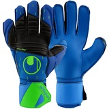 Uhlsport AQUASOFT Torwarthandschuhe Torhüter Keeper Fußball Soccer Gloves mit Handgelenk-Fixierung - speziell für Nasswetter - Pacific blau/schwarz/Fluo grün - Größe 9