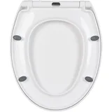 WC Sitz für Familien, Toilettendeckel Antibakteriell mit Absenkautomatik & Quick Release, Toilettendeckel Klobrille Toilettensitz abnehmbar zur Reinigung (O-Form)