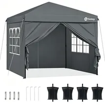 Sekey Faltpavillon 3 x 3 m inkl. 4 Seitenteile Grau