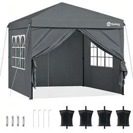 Sekey Faltpavillon 3 x 3 m inkl. 4 Seitenteile Grau