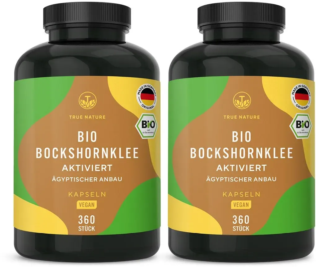 True Nature® Aktivierte Bio Bockshornklee Kapseln - Vegan & Made in Germany 2x360 St