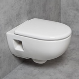 GEBERIT Renova & Tellkamp Premium 3000 Wand-WC-SET spülrandlos: WC-Sitz mit Absenkautomatik 203070000+TK3000