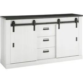 Home Affaire Sideboard HOME AFFAIRE "SHERWOOD", weiß (pinie weiß dekor), B:161cm H:91cm T:43cm, Sideboards, Sideboard, Holz Dekor, mit Scheunentorbeschlag und Apothekergriffen, Breite 161cm