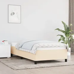 Bettgestell ohne Matratze Creme 80x200 cm Stoff