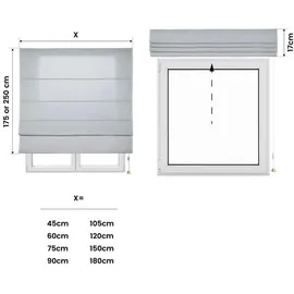 STORESDECO Raffrollo|, Grau, Kunststoff, Uni, Rechteckig, 90x250 cm, CE, Wohntextilien, Rollos - Jalousien, Rollos, Raffrollos
