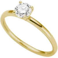 FIRETTI Goldring "Schmuck Geschenk Gold 333 Vorsteckring Verlobung Solitär Lab Grown" Gr. 17, gelbgoldfarben, Fingerringe, Damen, 17, 0,5 VS = sehr kleine Einschlüsse, Diamanten Gelbgold 333, 1,3mm, Diamanten, Gelbgold 333, Goldring, mit Brillant