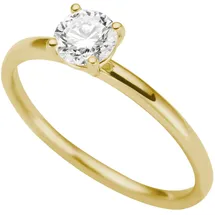 FIRETTI Goldring "Schmuck Geschenk Gold 333 Vorsteckring Verlobung Solitär Lab Grown" Gr. 17, gelbgoldfarben, Fingerringe, Damen, 17, 0,5 VS = sehr kleine Einschlüsse, Diamanten Gelbgold 333, 1,3mm, Diamanten, Gelbgold 333, Goldring, mit Brillant