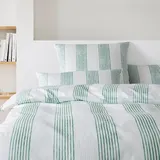 elegante Mako-Satin Bettwäsche Capri jadegrün 240x220 cm + 2x 80x80 cm - grün