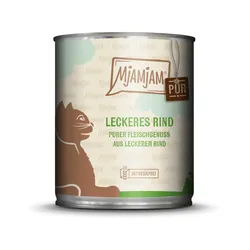 MJAMJAM Purer Fleischgenuss 800g Dose Katzennassfutter 6 x 800 Gramm leckeres Rind pur