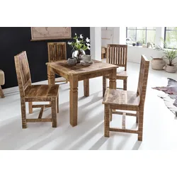 Kadima Design Esstisch `Diana`: Landhaus-Stil, Massivholz, rustikal, stabil, pflegeleicht. Braun, 80x80x76 cm
