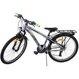 tpfsports Cross Kinderfahrrad - Jungen - 2 Handbremsen - 18 Gänge - 24 Zoll - Grau