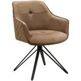 Livetastic Armlehnstuhl, Schwarz, Taupe, Metall, Textil, Sternfuß, 57x82x61 cm, Esszimmer, Stühle, Esszimmerstühle, Armlehnenstühle