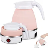 Ersandy - Faltbarer Wasserkocher, 600 ml Silikon-Reise-Wasserkocher, Mini-faltbarer Reise-Wasserkocher, zusammenklappbarer Camping-Wasserkocher,