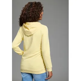 FLASHLIGHTS Sweatjacke FLASHLIGHTS, Damen, Gr. 48/50, hellgelb, Interlock, Obermaterial: 95% Baumwolle, 5% Elasthan. Kapuzenfutter: 100% Baumwolle, unifarben, Basic, lässig geschnitten Po-bedeckend, Sweatjacken Sweatjacke, in langer Form mit Zipper