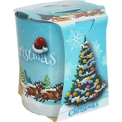 12 Stück Weihnachten Sleeve Duftglas 65x75mm Kerze Santa 18h Brenndauer