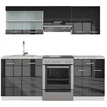 Vicco Küchenzeile Fame-Line 200 cm Anthrazit Hochglanz/Weiß