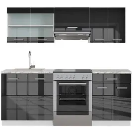 Vicco Küchenzeile Fame-Line 200 cm Anthrazit Hochglanz/Weiß