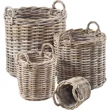 ebuy24 Ebuy24, Aufbewahrungskorb, Korbset Carly Korb Set rund mit 4 stk. in natur mit Griff. - Naturbelassen