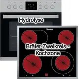 Bauknecht Herdset Bauknecht Einbau-Backofen Hydrolyse + Glaskeramik-Kochfeld Bräterzone 60 cm