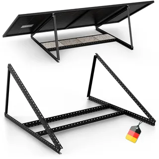 SolarXon Solarmodul Halterung schwarz, 0% MwSt, Alu, 118 cm, 0-90° Winkel, Balkonkraftwerk Halterung, Solarpanel Halterung für Flachdach, Garage, freistehend